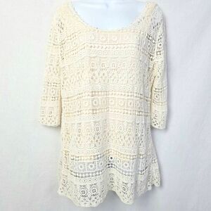 Christopher & Banks Ivory Crochet Lace Top Tank Lined M